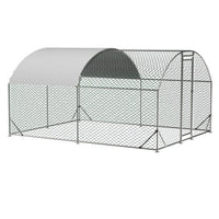 HKM-1301821 Large Metal Chicken Coop with Waterproof UV-Resistant Cover, Walk-In Dome Run for Outdoor Use, 9.84' x 13.12' x 6.56'