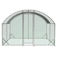 HKM-1301821 Large Metal Chicken Coop with Waterproof UV-Resistant Cover, Walk-In Dome Run for Outdoor Use, 9.84' x 13.12' x 6.56'