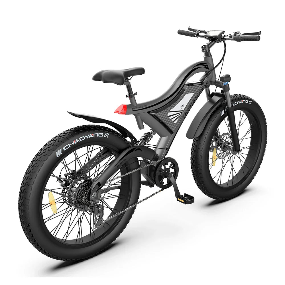 HKM-130195 Electric Mountain Bike with 750W Motor, 48V Battery, 15Ah, 7-Speed, Full Suspension, 26" Tires