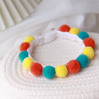 HKM-1302205 Colorful Hair Ball Collar for Cats and Dogs - XS to L