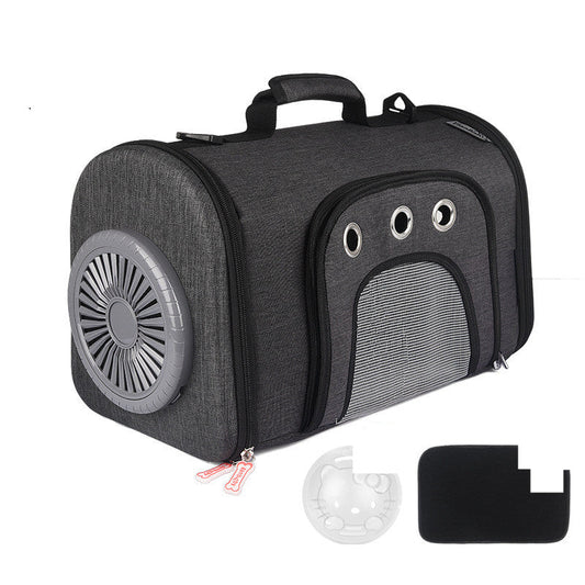 HKM-1302461 Durable Oxford Fabric Pet Carrier Bag with Ventilated Fan and Side Storage Pouches