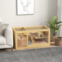 HKM-1303869 Extra Large Wooden Hamster Cage with Multi-Level Design, Ladder, Seesaws, and Pull-Out Tray