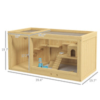 HKM-1303869 Extra Large Wooden Hamster Cage with Multi-Level Design, Ladder, Seesaws, and Pull-Out Tray