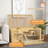 HKM-1303869 Extra Large Wooden Hamster Cage with Multi-Level Design, Ladder, Seesaws, and Pull-Out Tray