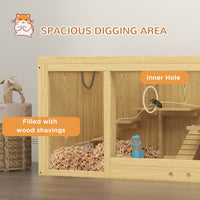 HKM-1303869 Extra Large Wooden Hamster Cage with Multi-Level Design, Ladder, Seesaws, and Pull-Out Tray