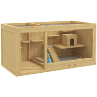 HKM-1303869 Extra Large Wooden Hamster Cage with Multi-Level Design, Ladder, Seesaws, and Pull-Out Tray