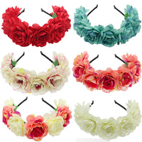 HKM-130451 Flower-Shaped Cloth Headband in Red, Pink, and Mixed Colors