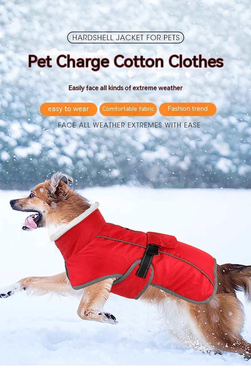 HKM-1304637 Warm Cotton-Padded Winter Coat for Large Dogs - Red, Pink, Navy, Army Green, Purple
