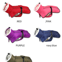 HKM-1304637 Warm Cotton-Padded Winter Coat for Large Dogs - Red, Pink, Navy, Army Green, Purple