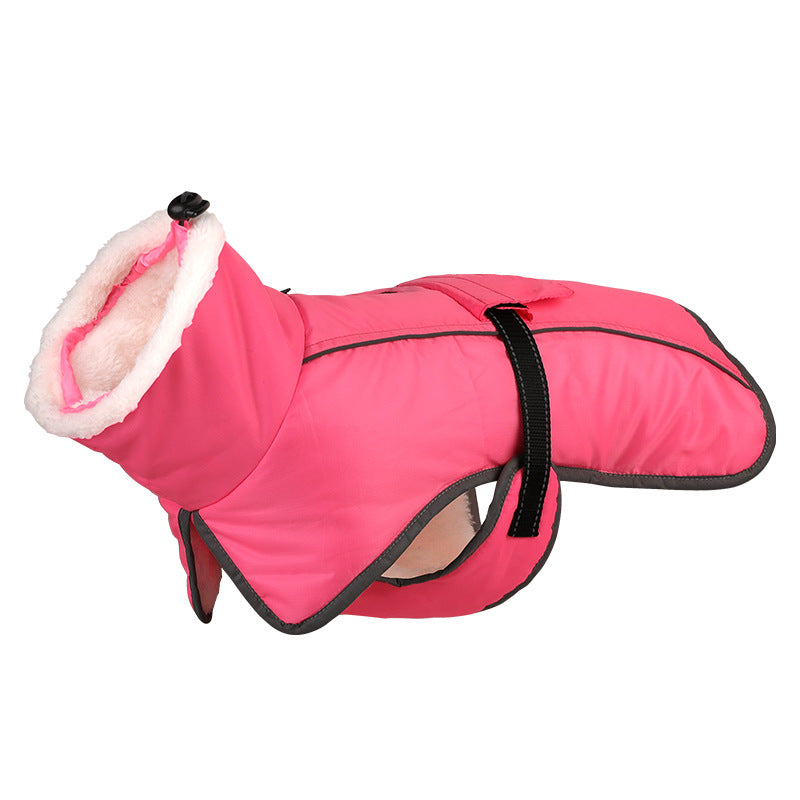HKM-1304637 Warm Cotton-Padded Winter Coat for Large Dogs - Red, Pink, Navy, Army Green, Purple