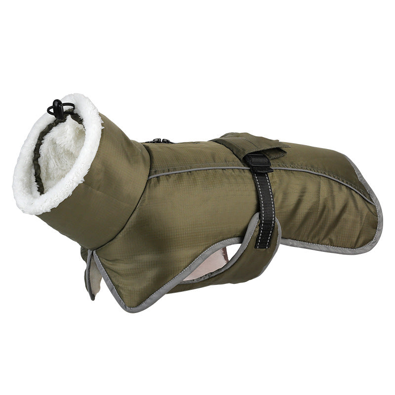 HKM-1304637 Warm Cotton-Padded Winter Coat for Large Dogs - Red, Pink, Navy, Army Green, Purple