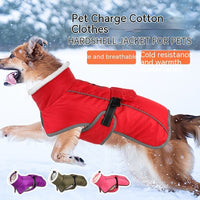 HKM-1304637 Warm Cotton-Padded Winter Coat for Large Dogs - Red, Pink, Navy, Army Green, Purple