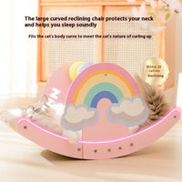 HKM-1306173 Rainbow Rocking Cat Scratch Board - Durable Corrugated Paper with Rope Ball, Pink