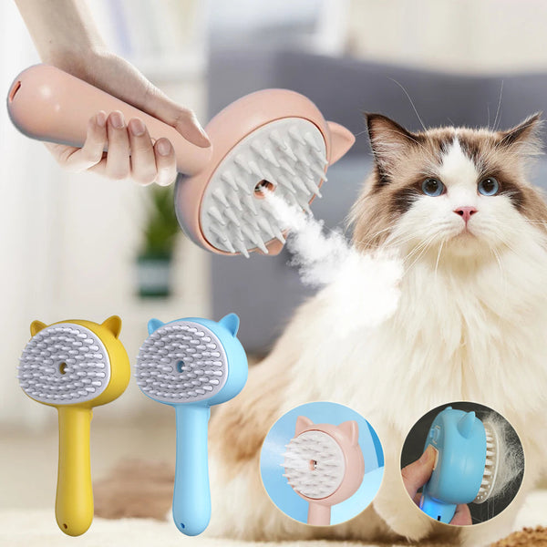 HKM-1306813 Rechargeable Cat Grooming Brush with Steam Technology for Effective Hair Cleaning and Massaging