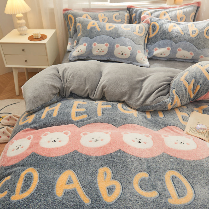 HKM-130707 Double-Sided Milk Velvet Soft Quilt Cover in Fashionable Design