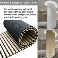 HKM-130899 Curved Wooden Acoustic Slat Panel for Walls and Ceilings, MDF and Polyester Fiber Construction