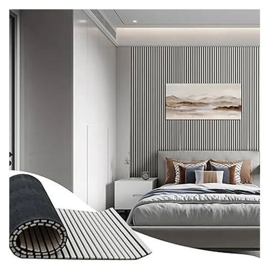 HKM-130899 Curved Wooden Acoustic Slat Panel for Walls and Ceilings, MDF and Polyester Fiber Construction