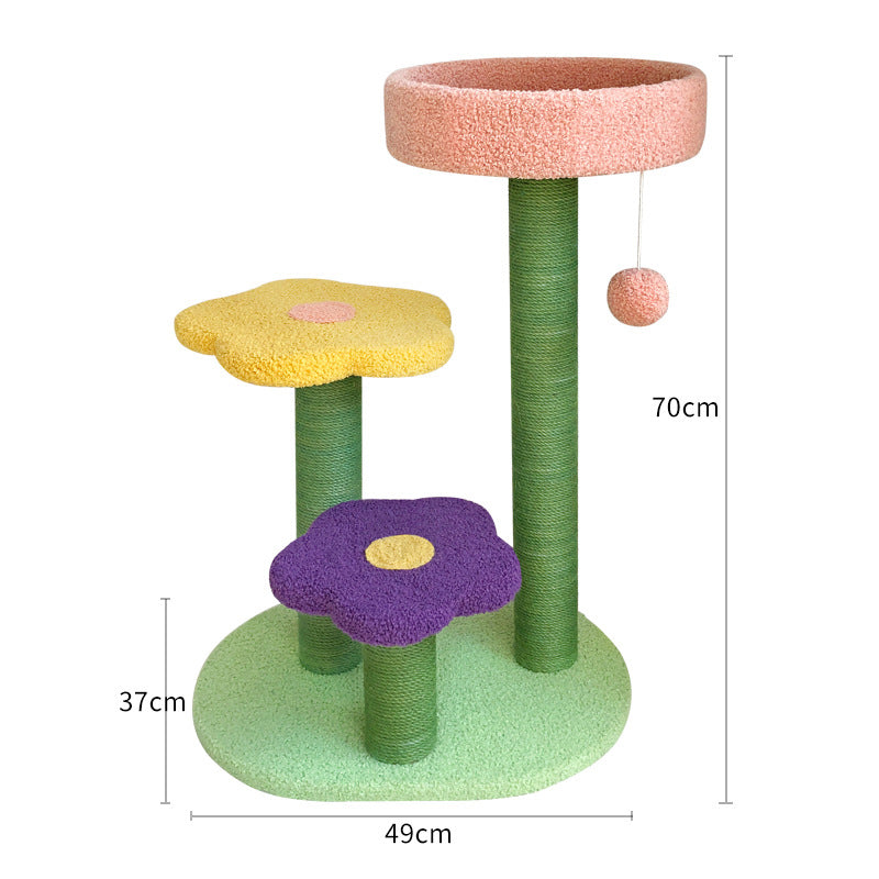 HKM-1309245 Durable 28" Cat Tower with Sisal Scratch Board and Soft Lambswool Bedding