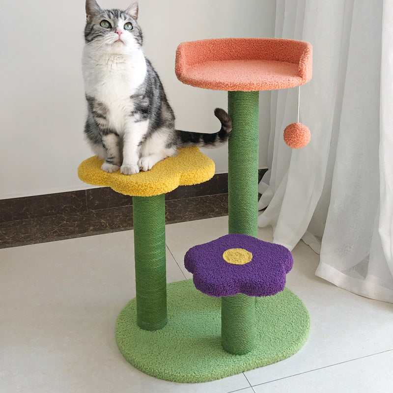 HKM-1309245 Durable 28" Cat Tower with Sisal Scratch Board and Soft Lambswool Bedding