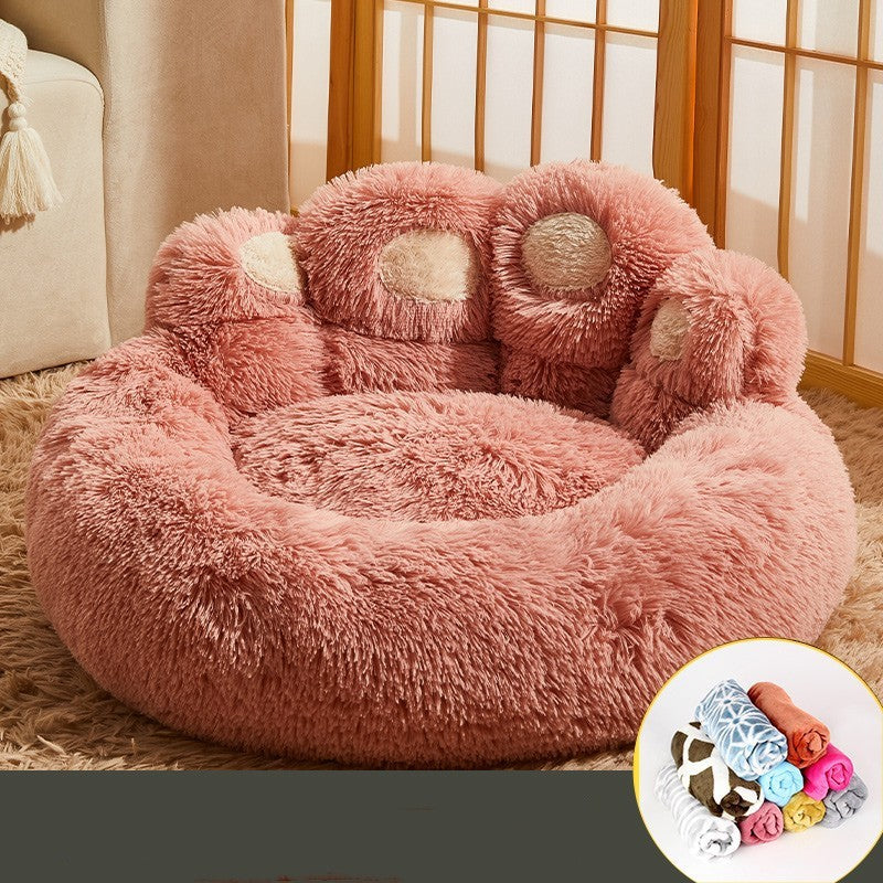 HKM-1310013 Fleece-Lined Dog Bed - Warm Sofa Mattress for Corgis, Golden Retrievers, and Medium to Large Breeds