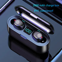 HKM-131027 Wireless Mini Headphones F9 TWS 5.0 Earbuds with 2000mAh Charging Case and LED Display