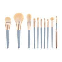 HKM-131091 10-Piece Makeup Brush Set with Wooden Handle and Nylon Bristles