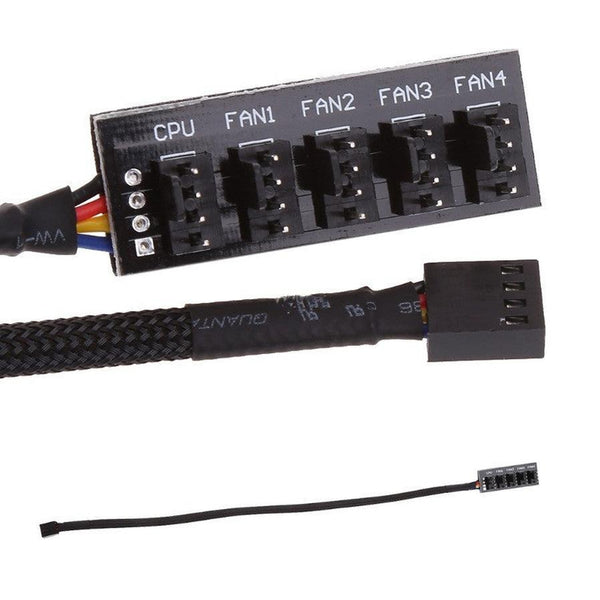 HKM-131091 5-Port 4-Pin PWM CPU Fan Hub with PWM Control for System Fans - Nylon & Plastic - Black