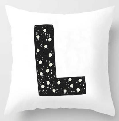 HKM-131091 Cute Alphabet L Short Plush Cushion Cover, 45x45cm Pillowcase