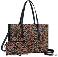 HKM-1311059 structured laptop tote with detachable clutch and gold hardware