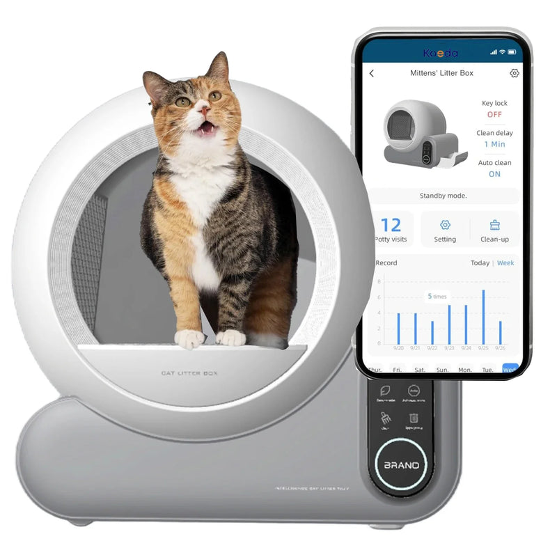HKM-131155 Smart Self-Cleaning Litter Box for Cats and Dogs - 70L Capacity, Odor Control, Dust-Free, Easy to Clean