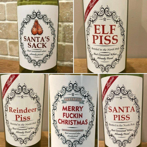 HKM-131155 Waterproof Christmas Bottle Label Sticker Set - 5 Pack, 8x11CM American Style