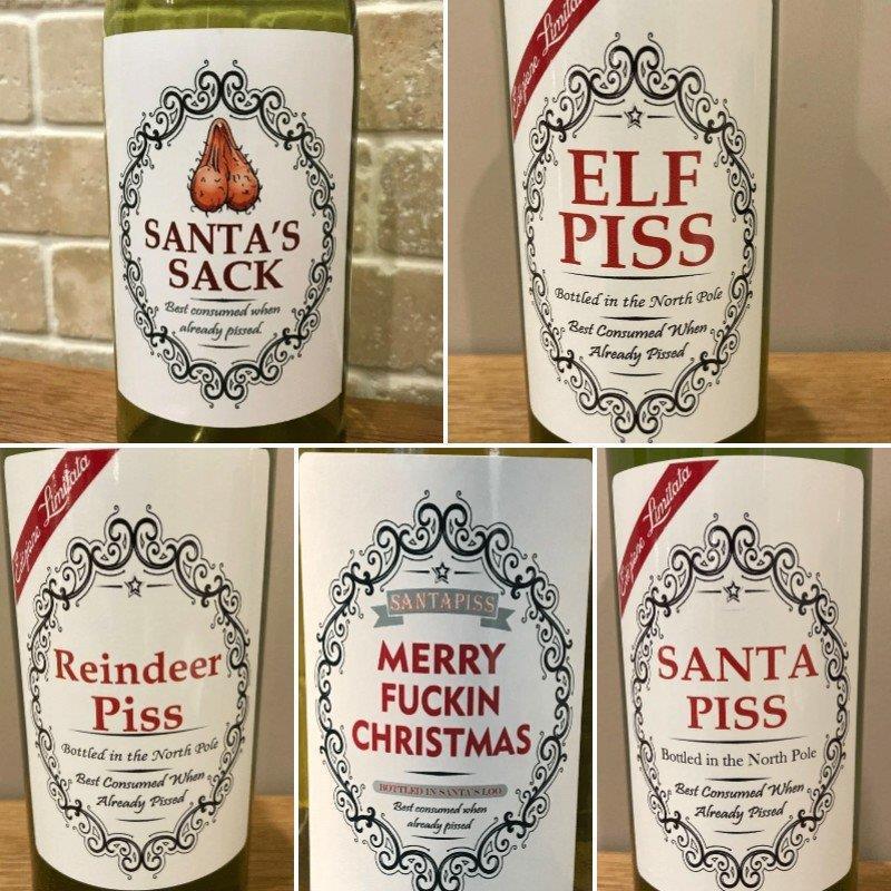 HKM-131155 Waterproof Christmas Bottle Label Sticker Set - 5 Pack, 8x11CM American Style