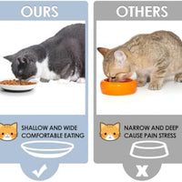 HKM-1311933 Whisker-Friendly Ceramic Cat Bowls with Non-Slip Silicone Base for Food and Water