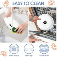 HKM-1311933 Whisker-Friendly Ceramic Cat Bowls with Non-Slip Silicone Base for Food and Water
