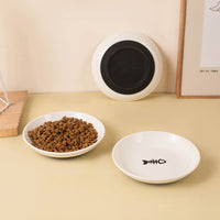 HKM-1311933 Whisker-Friendly Ceramic Cat Bowls with Non-Slip Silicone Base for Food and Water