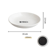 HKM-1311933 Whisker-Friendly Ceramic Cat Bowls with Non-Slip Silicone Base for Food and Water