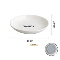 HKM-1311933 Whisker-Friendly Ceramic Cat Bowls with Non-Slip Silicone Base for Food and Water
