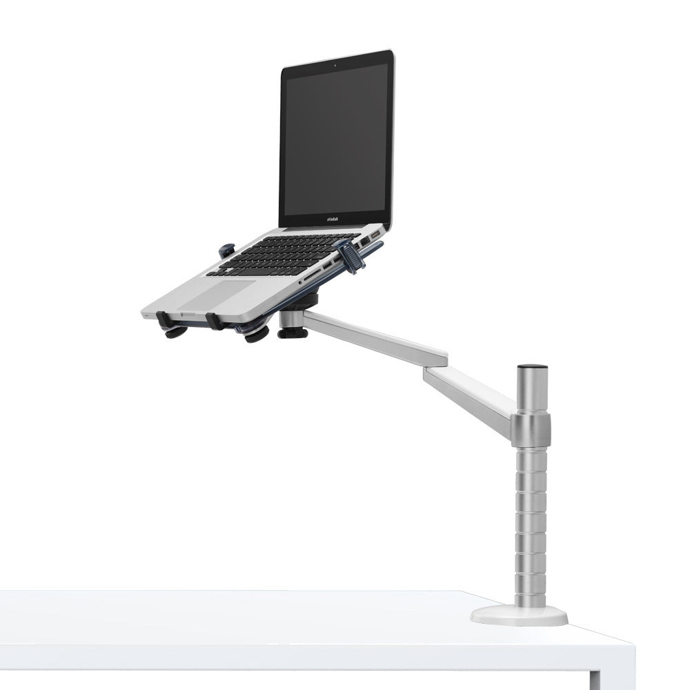 HKM-131219 Aluminum Alloy Double-Arm Laptop and Tablet Stand for 10-15 Inch Devices