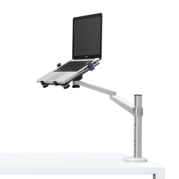 HKM-131219 Aluminum Alloy Double-Arm Laptop and Tablet Stand for 10-15 Inch Devices