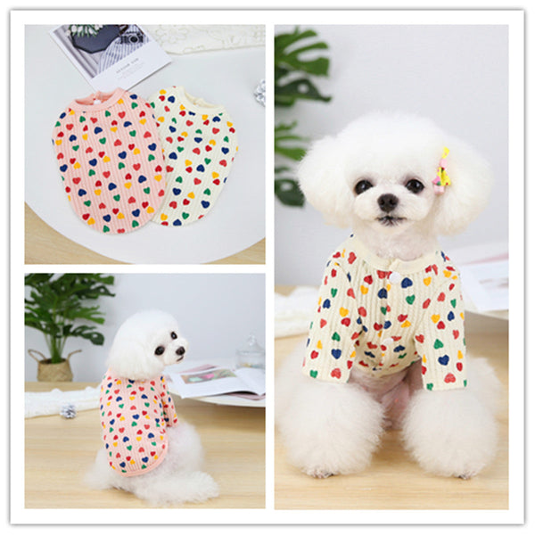 HKM-1312317 Stylish Two-Legged Pet Shirt in White or Pink with Love Design