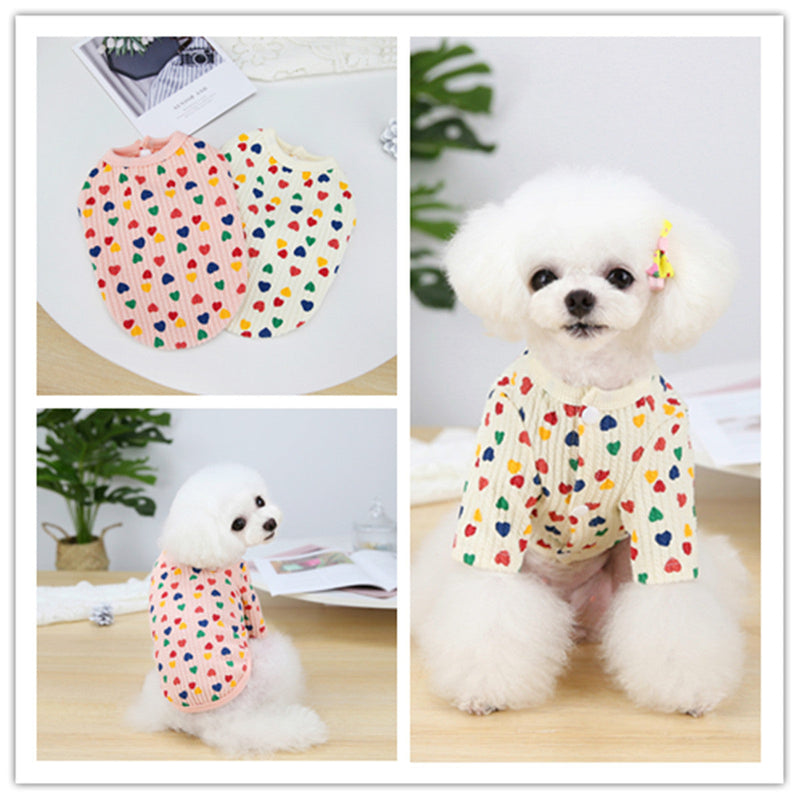 HKM-1312317 Stylish Two-Legged Pet Shirt in White or Pink with Love Design