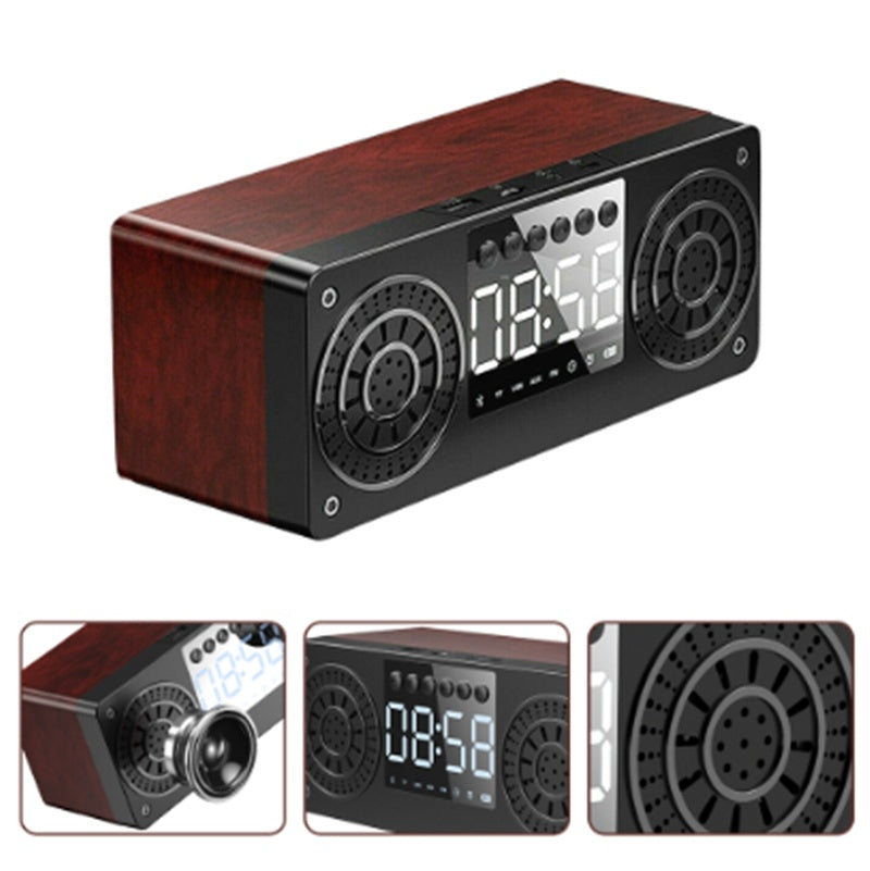 HKM-131347 Wooden Bluetooth Speaker with Retro Design and Subwoofer Functionality