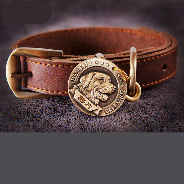 HKM-1313725 Personalized Metal Dog Collar with Adjustable Anti-Lost Tag