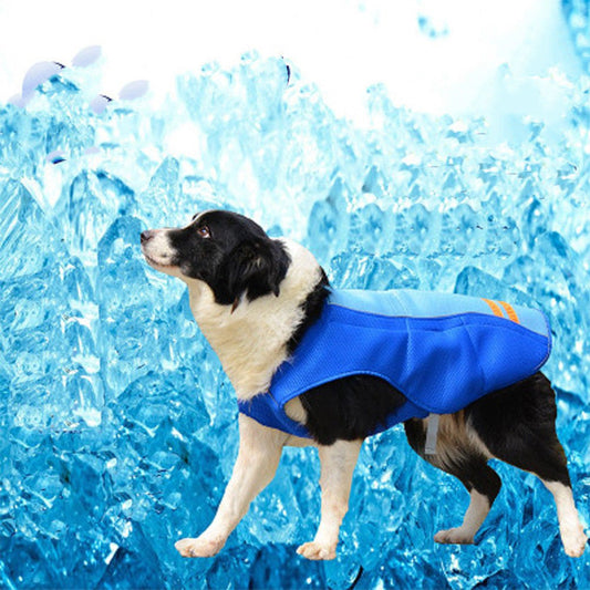 HKM-131475 Cooling Sun Protection Vest for Dogs - Lightweight Polyester, Blue and Yellow, Multiple Sizes Available