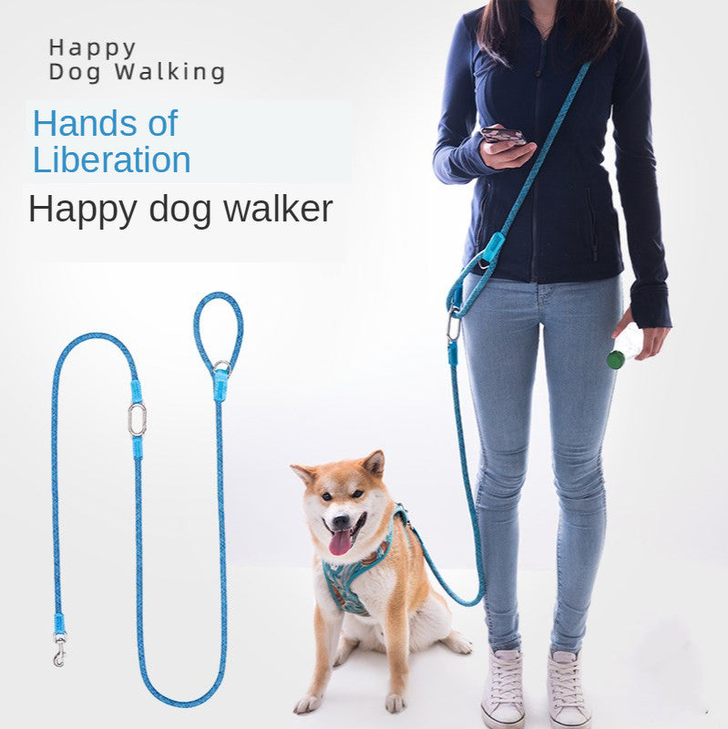 HKM-1315517 Diagonal Hands-Free Running Dog Leash with Explosion-Proof Chain for Large and Medium-Sized Dogs