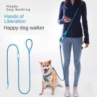 HKM-1315517 Diagonal Hands-Free Running Dog Leash with Explosion-Proof Chain for Large and Medium-Sized Dogs