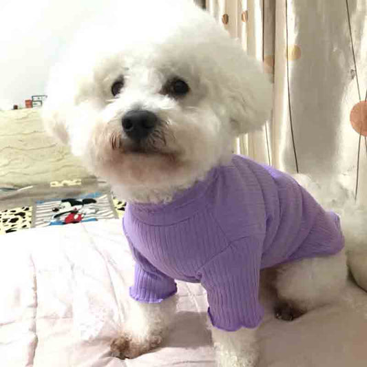 HKM-1316285 Teddy Cat and Pomeranian Dog Bottom Shirt - Comfortable Cotton Summer Wear for Small Pets