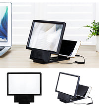 HKM-131731 Mobile Phone 3D Magnifying Glass Screen Magnifier with Lazy Bracket for Desktop Use