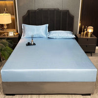 HKM-131795 Houndstooth Ice Silk Jacquard Fitted Three-Piece Bed Sheet Set in Various Colors and Sizes