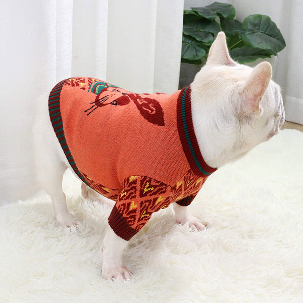 HKM-1319485 Autumn and Winter Dog Sweater Collection - Wool Cardigans in Floral, Strawberry, Pig, and Rabbit Designs